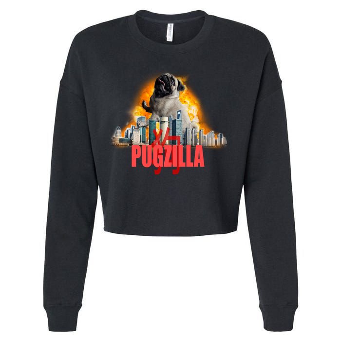 Pugzilla Funny Pug Cropped Pullover Crew