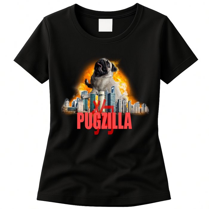 Pugzilla Funny Pug Womens T-Shirt