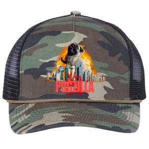 Pugzilla Funny Pug Retro Rope Trucker Hat Cap