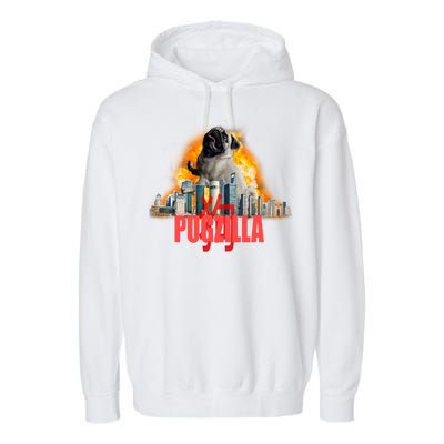 Pugzilla Funny Pug Garment-Dyed Fleece Hoodie