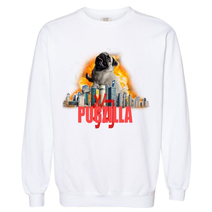 Pugzilla Funny Pug Garment-Dyed Sweatshirt