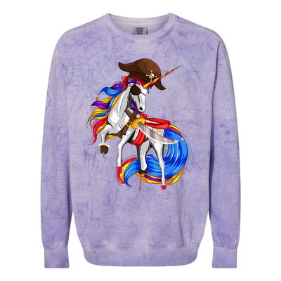 Pirate Unicorn Halloween Costume Family Kids Colorblast Crewneck Sweatshirt