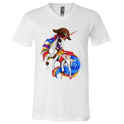 Pirate Unicorn Halloween Costume Family Kids V-Neck T-Shirt