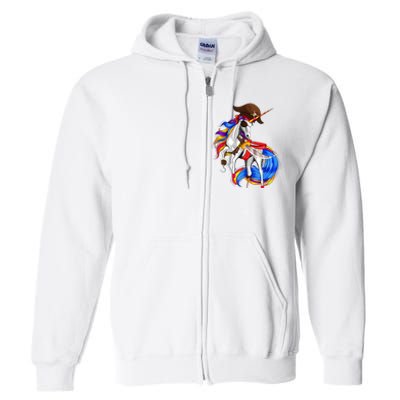 Pirate Unicorn Halloween Costume Family Kids Full Zip Hoodie