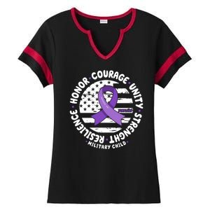 Purple Up Honor Unity Military Quote Ribbon Usa Ladies Halftime Notch Neck Tee