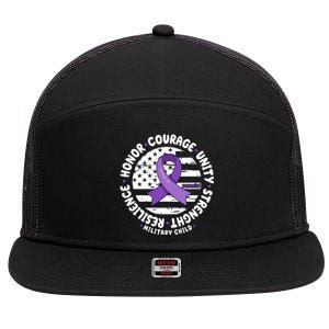 Purple Up Honor Unity Military Quote Ribbon Usa 7 Panel Mesh Trucker Snapback Hat