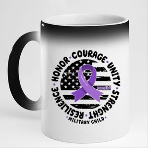 Purple Up Honor Unity Military Quote Ribbon Usa 11oz Black Color Changing Mug