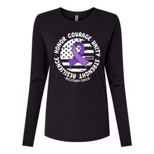 Purple Up Honor Unity Military Quote Ribbon Usa Womens Cotton Relaxed Long Sleeve T-Shirt