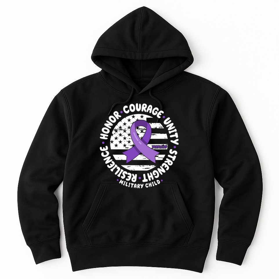Purple Up Honor Unity Military Quote Ribbon Usa Hoodie