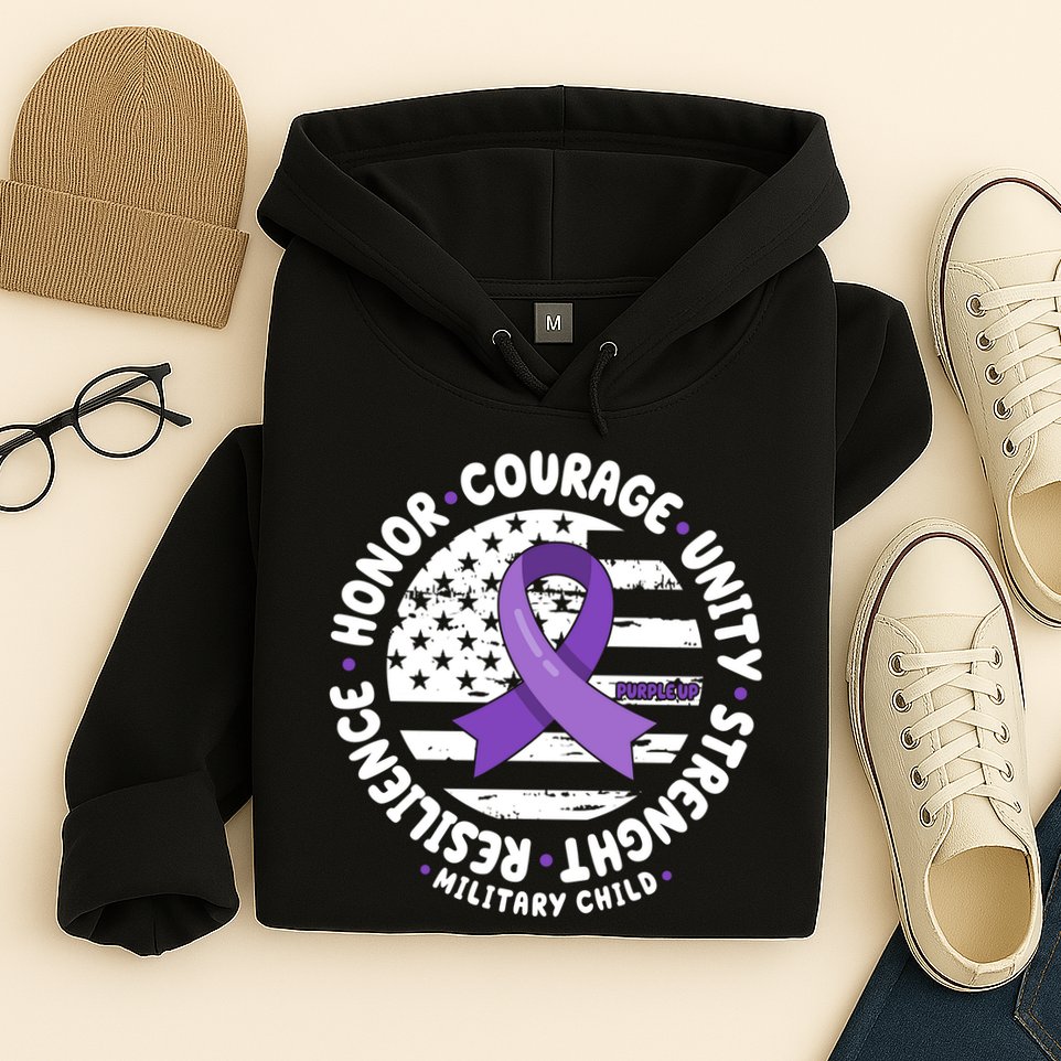 Purple Up Honor Unity Military Quote Ribbon Usa Hoodie