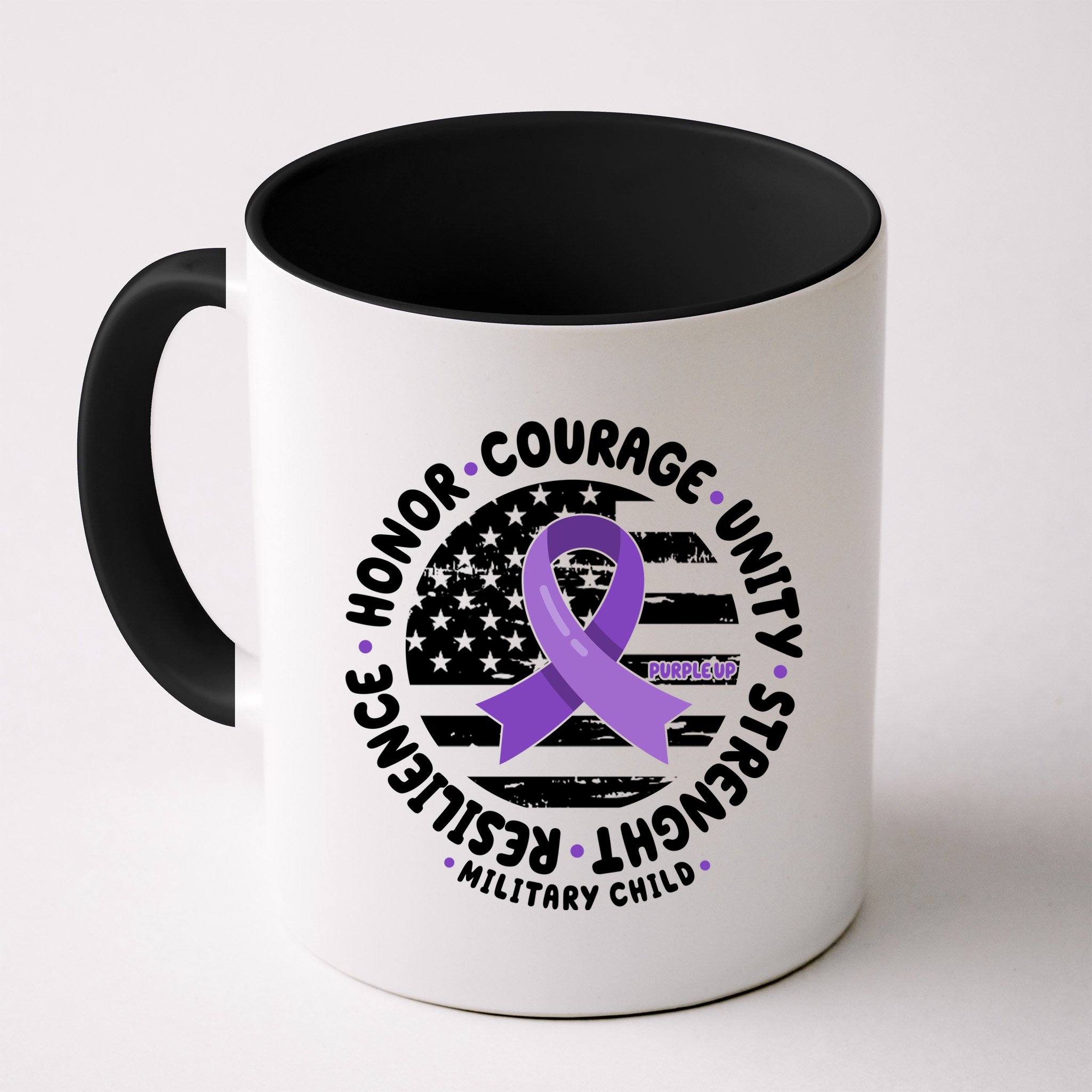 Purple Up Honor Unity Military Quote Ribbon Usa Mug