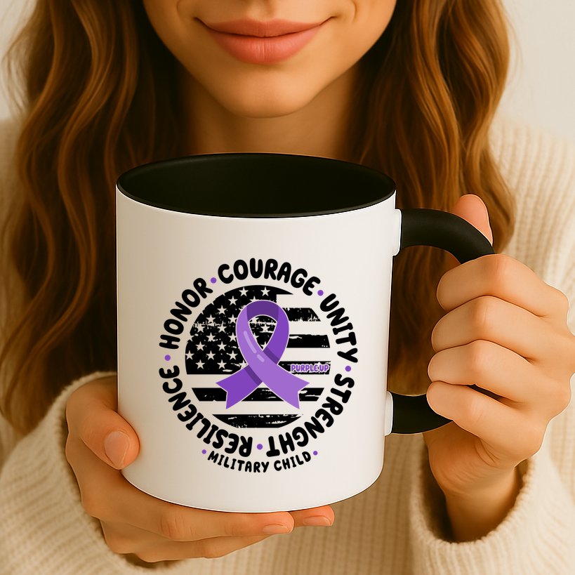 Purple Up Honor Unity Military Quote Ribbon Usa Mug
