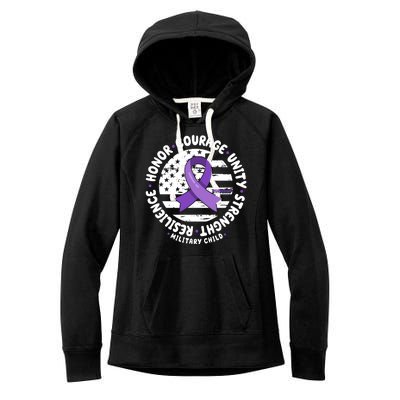 Purple Up Honor Unity Military Quote Ribbon Usa Women's Fleece Hoodie