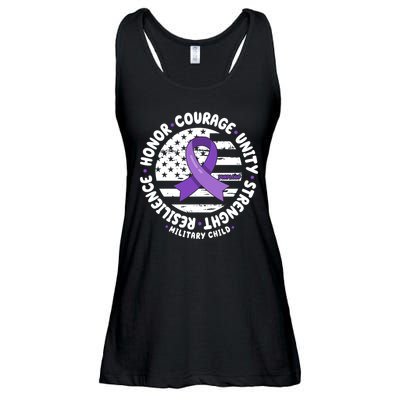 Purple Up Honor Unity Military Quote Ribbon Usa Ladies Essential Flowy Tank