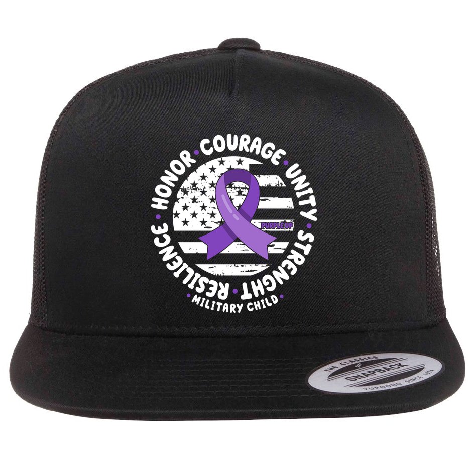 Purple Up Honor Unity Military Quote Ribbon Usa Flat Bill Trucker Hat