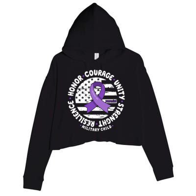 Purple Up Honor Unity Military Quote Ribbon Usa Crop Fleece Hoodie