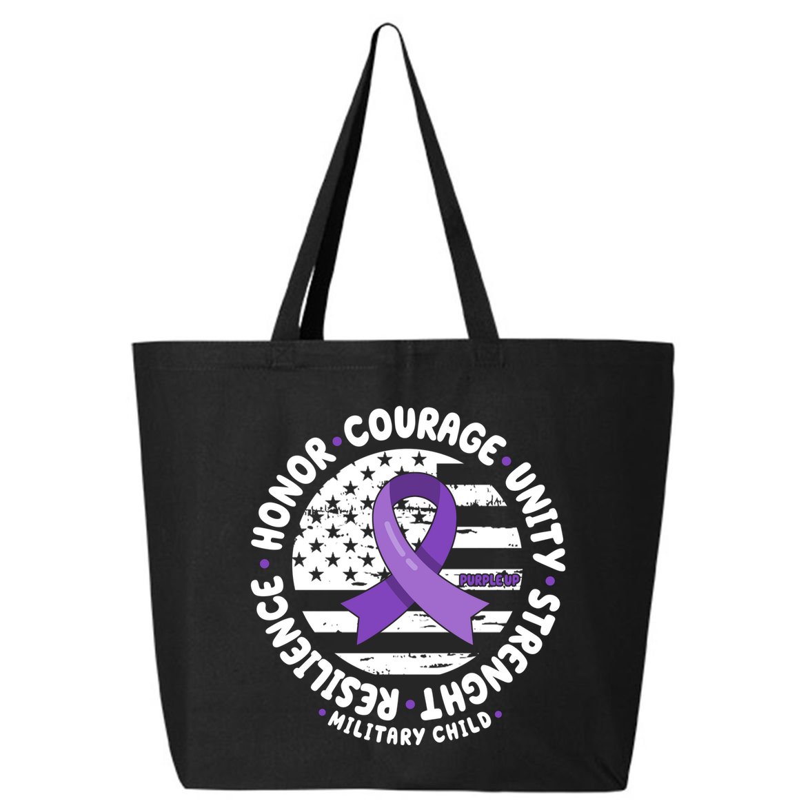 Purple Up Honor Unity Military Quote Ribbon Usa 25L Jumbo Tote