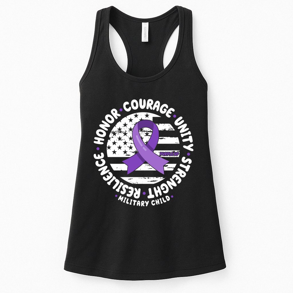 Purple Up Honor Unity Military Quote Ribbon Usa Womens Tank Top