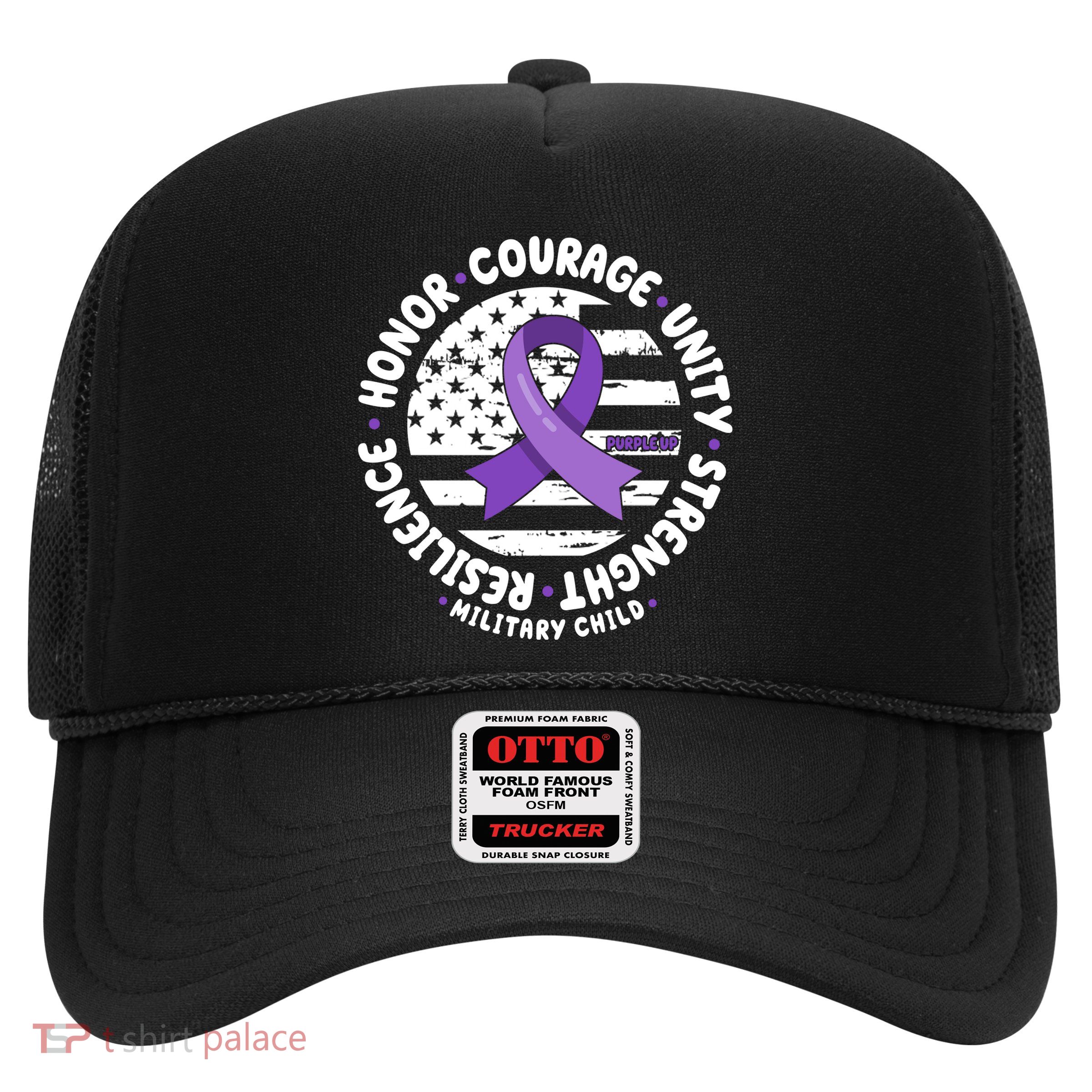 Purple Up Honor Unity Military Quote Ribbon Usa Trucker Hat
