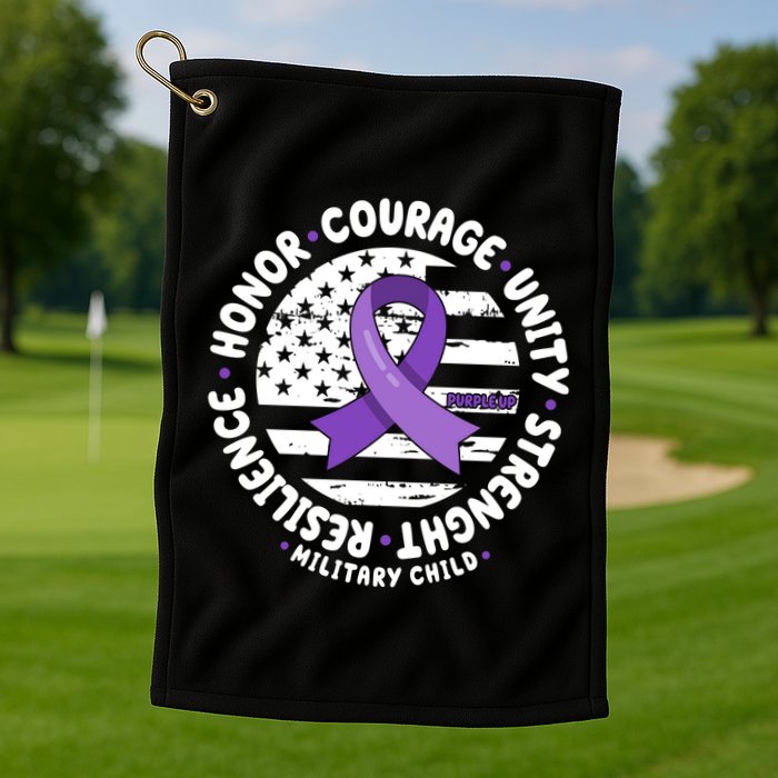 Purple Up Honor Unity Military Quote Ribbon Usa Golf Towel