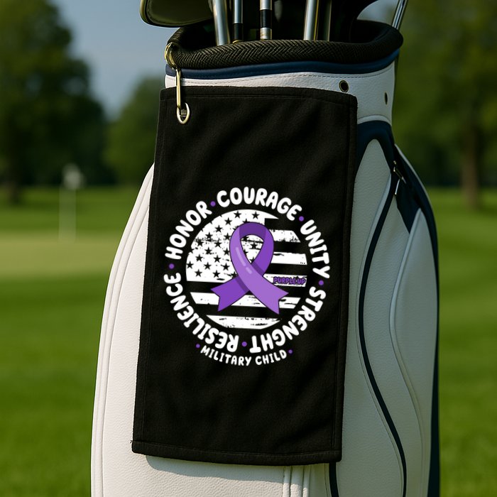 Purple Up Honor Unity Military Quote Ribbon Usa Golf Towel