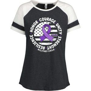 Purple Up Honor Unity Military Quote Ribbon Usa Enza Ladies Jersey Colorblock Tee