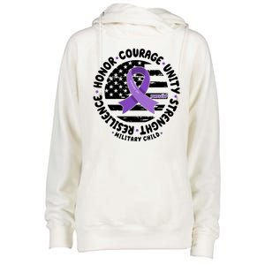 Purple Up Honor Unity Military Quote Ribbon Usa Womens Funnel Neck Pullover Hood