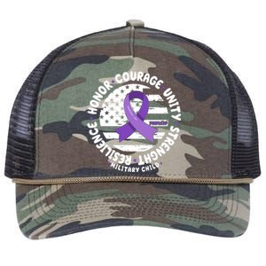 Purple Up Honor Unity Military Quote Ribbon Usa Retro Rope Trucker Hat Cap