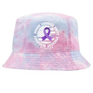 Purple Up Honor Unity Military Quote Ribbon Usa Tie-Dyed Bucket Hat