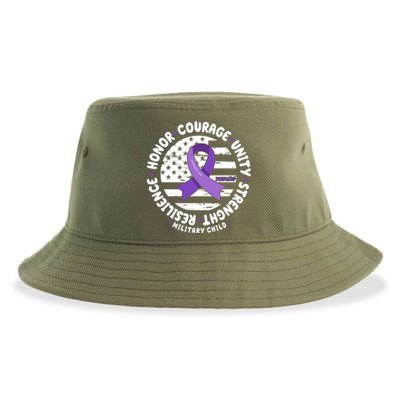 Purple Up Honor Unity Military Quote Ribbon Usa Sustainable Bucket Hat