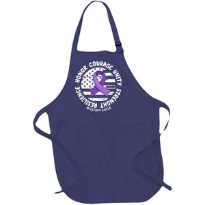 Purple Up Honor Unity Military Quote Ribbon Usa Full-Length Apron With Pockets