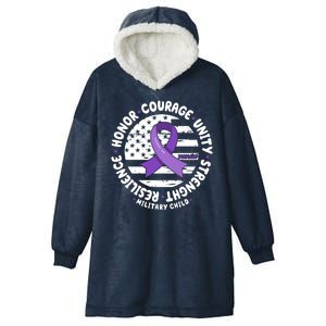 Purple Up Honor Unity Military Quote Ribbon Usa Hooded Wearable Blanket