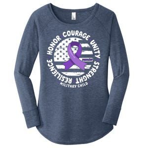 Purple Up Honor Unity Military Quote Ribbon Usa Women's Perfect Tri Tunic Long Sleeve Shirt