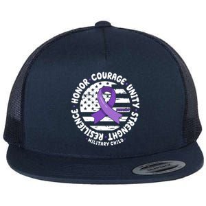 Purple Up Honor Unity Military Quote Ribbon Usa Flat Bill Trucker Hat