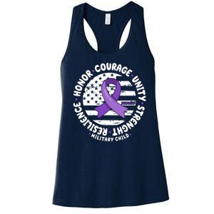 Purple Up Honor Unity Military Quote Ribbon Usa Women's Racerback Tank