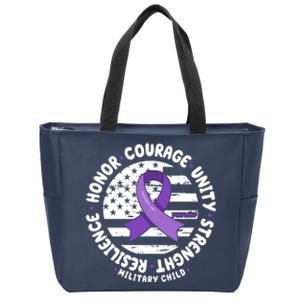 Purple Up Honor Unity Military Quote Ribbon Usa Zip Tote Bag