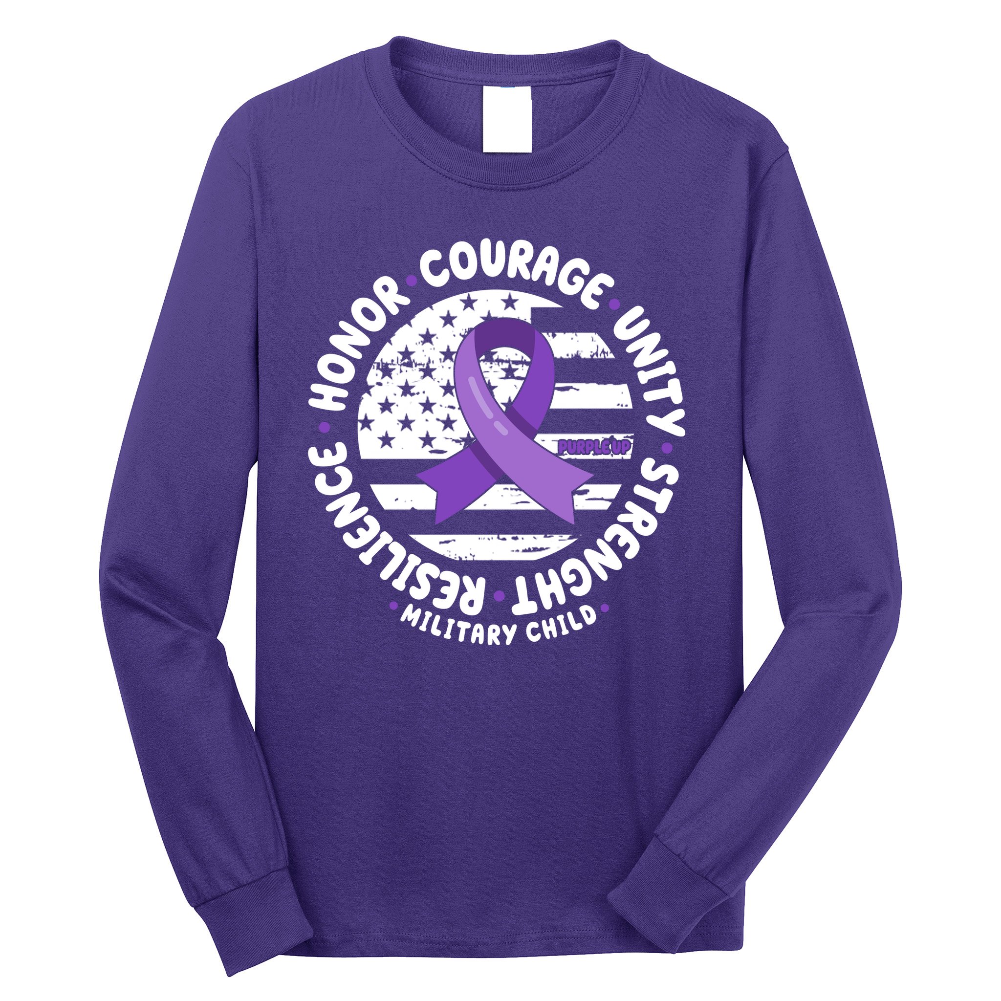 Purple Up Honor Unity Military Quote Ribbon Usa Long Sleeve Shirt