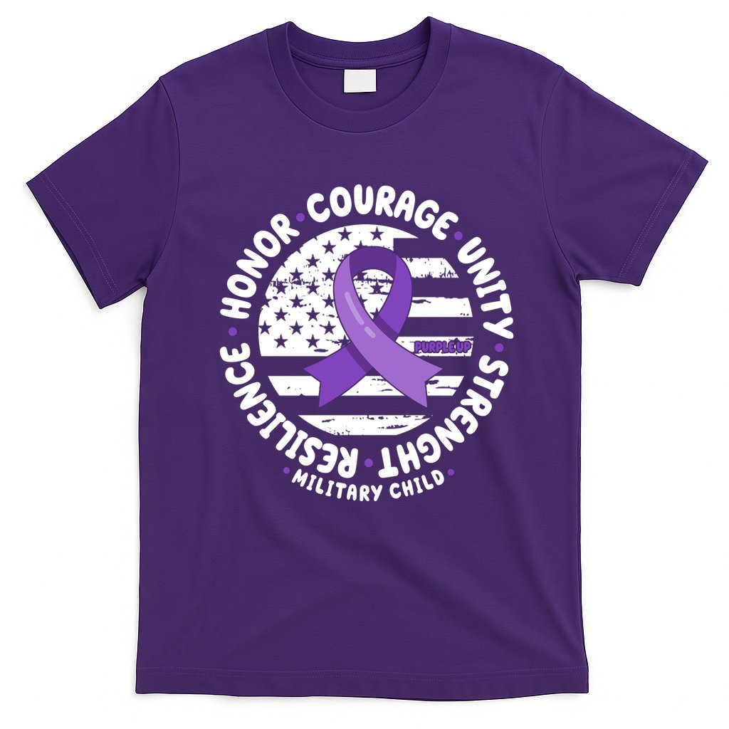 Purple Up Honor Unity Military Quote Ribbon Usa T-Shirt