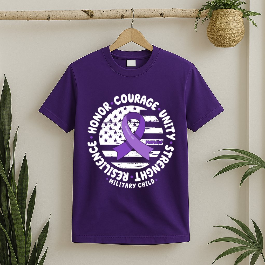 Purple Up Honor Unity Military Quote Ribbon Usa T-Shirt