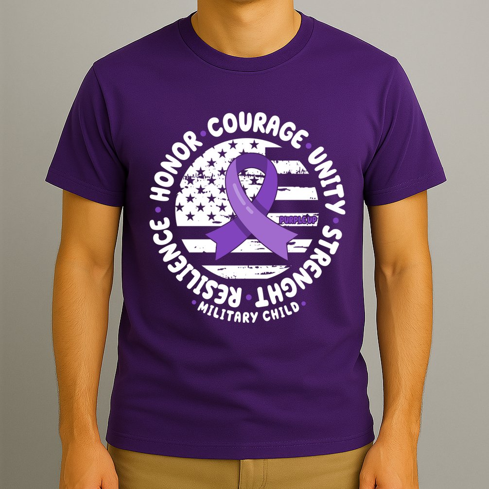 Purple Up Honor Unity Military Quote Ribbon Usa T-Shirt