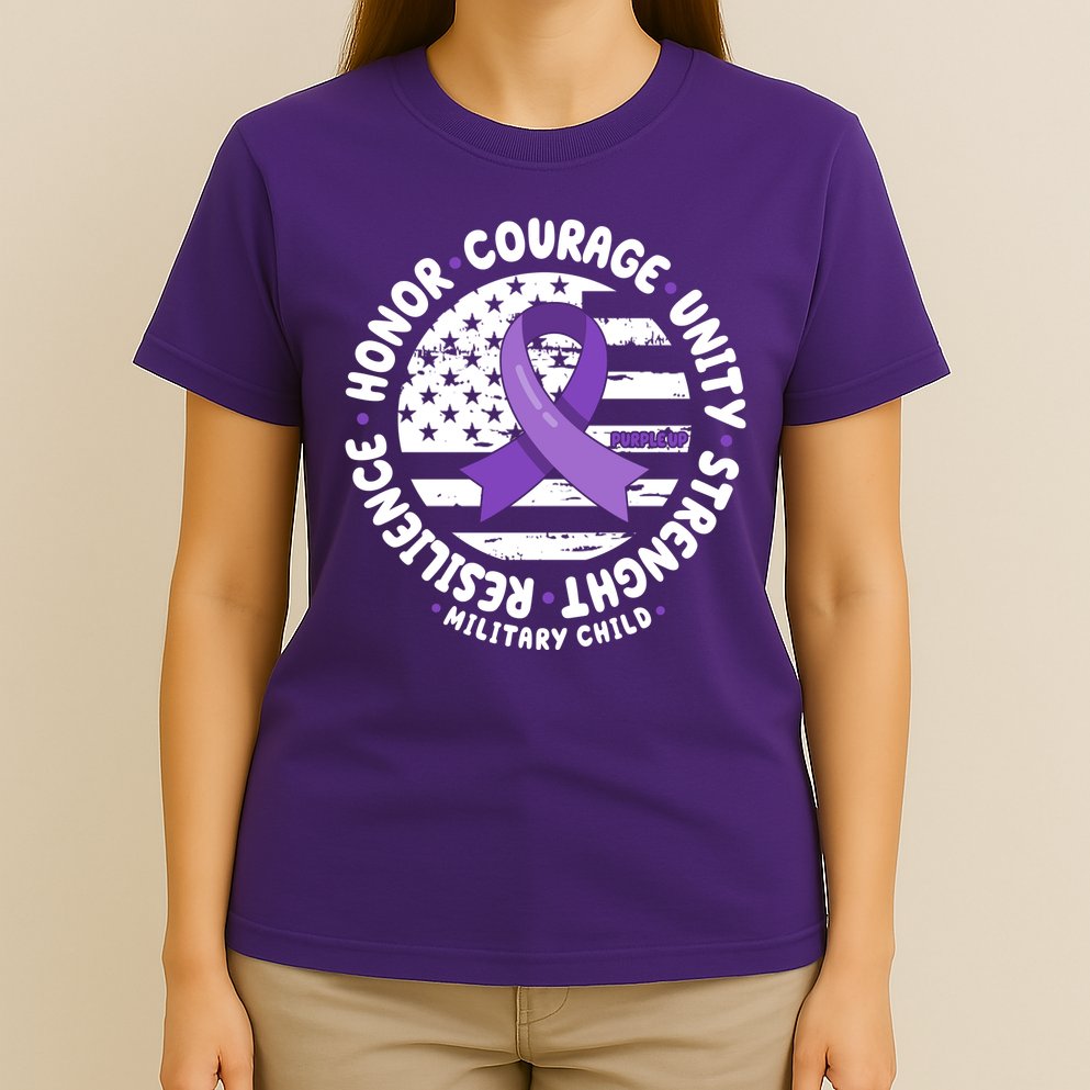 Purple Up Honor Unity Military Quote Ribbon Usa T-Shirt