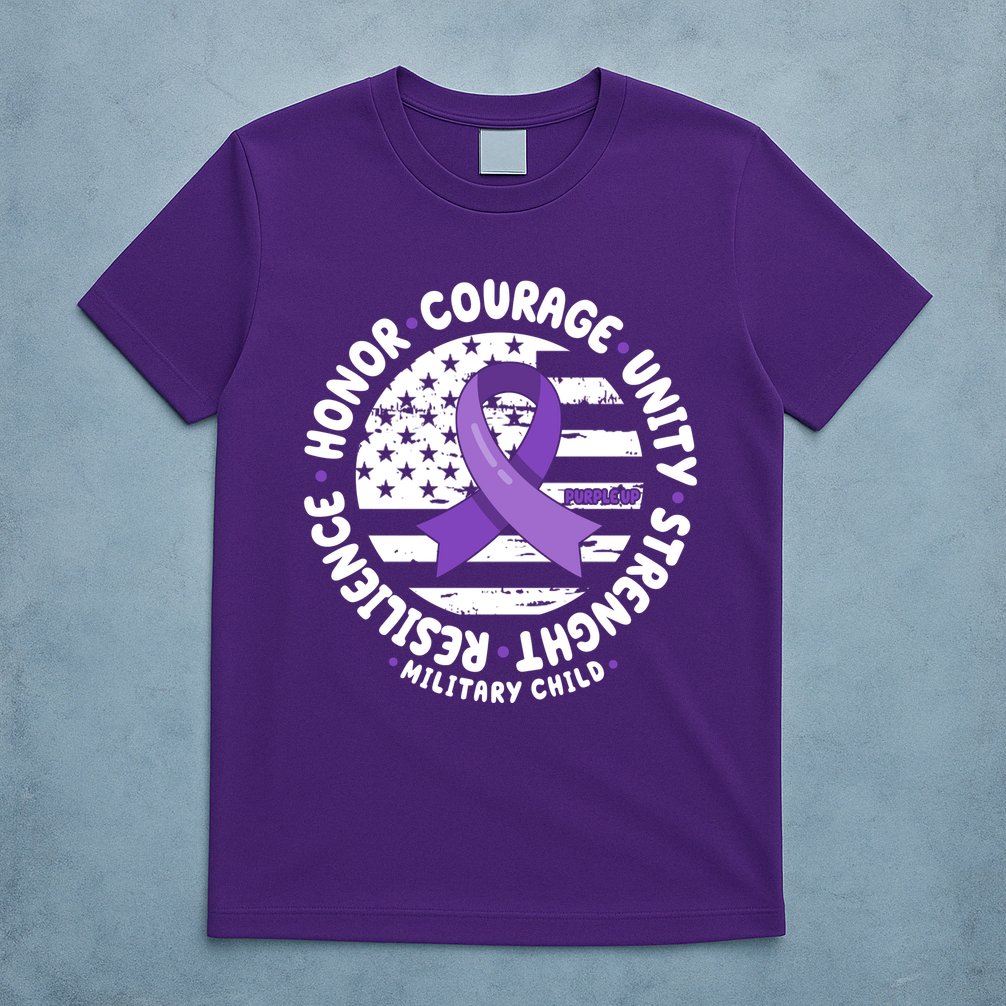 Purple Up Honor Unity Military Quote Ribbon Usa T-Shirt