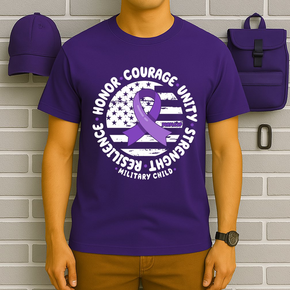 Purple Up Honor Unity Military Quote Ribbon Usa T-Shirt