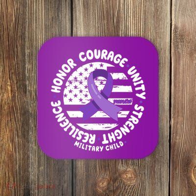 Purple Up Honor Unity Military Quote Ribbon Usa Coaster