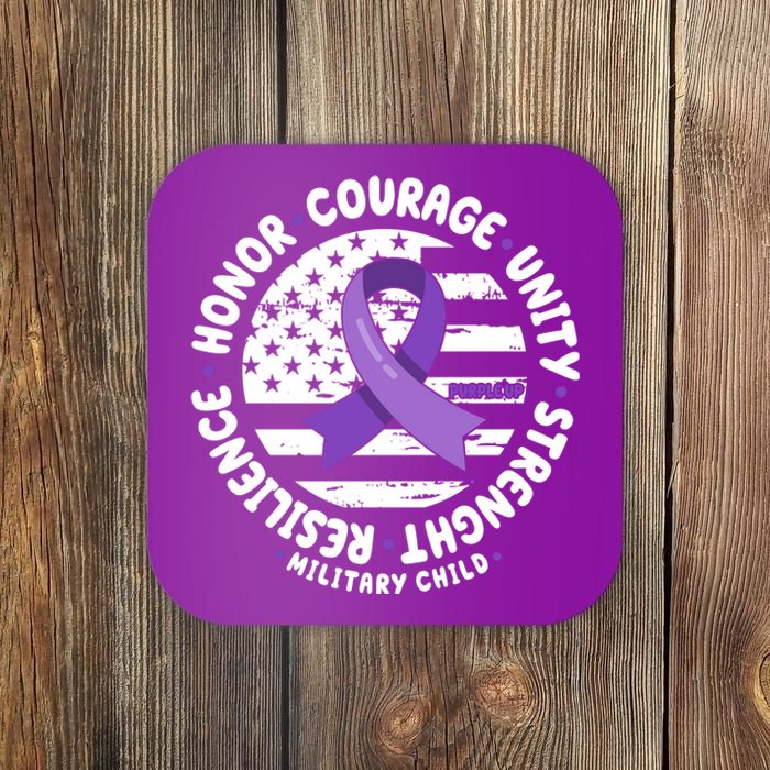 Purple Up Honor Unity Military Quote Ribbon Usa Coaster