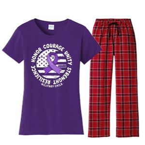 Purple Up Honor Unity Military Quote Ribbon Usa Women's Flannel Pajama Set