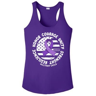 Purple Up Honor Unity Military Quote Ribbon Usa Ladies PosiCharge Competitor Racerback Tank