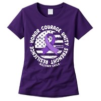 Purple Up Honor Unity Military Quote Ribbon Usa Womens T-Shirt