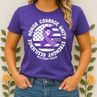 Purple Up Honor Unity Military Quote Ribbon Usa Womens T-Shirt