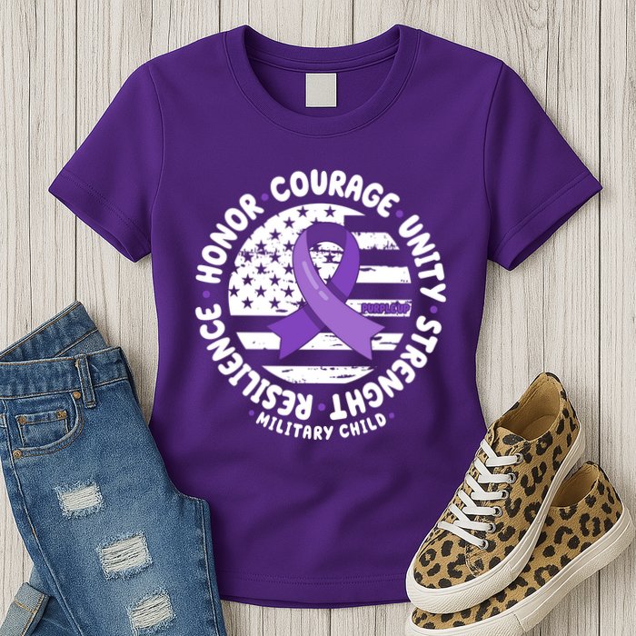 Purple Up Honor Unity Military Quote Ribbon Usa Womens T-Shirt